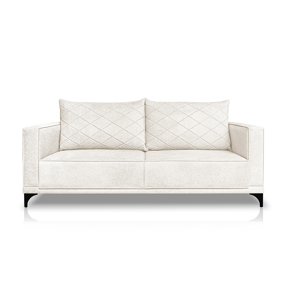 Sofá 3 Lugares Eros Linho Bouclê Off White 220 cm