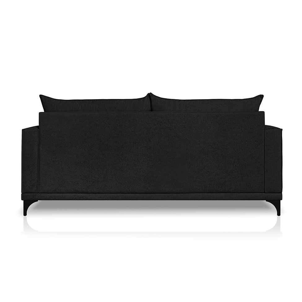 Sofá 3 Lugares Eros Linho Bouclê Preto 180 cm