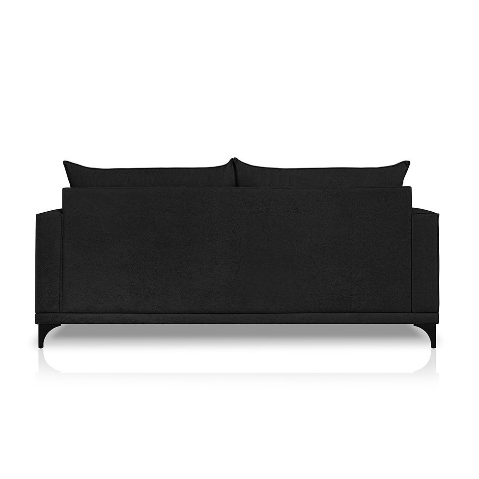 Sofá 3 Lugares Eros Linho Bouclê Preto 200 cm