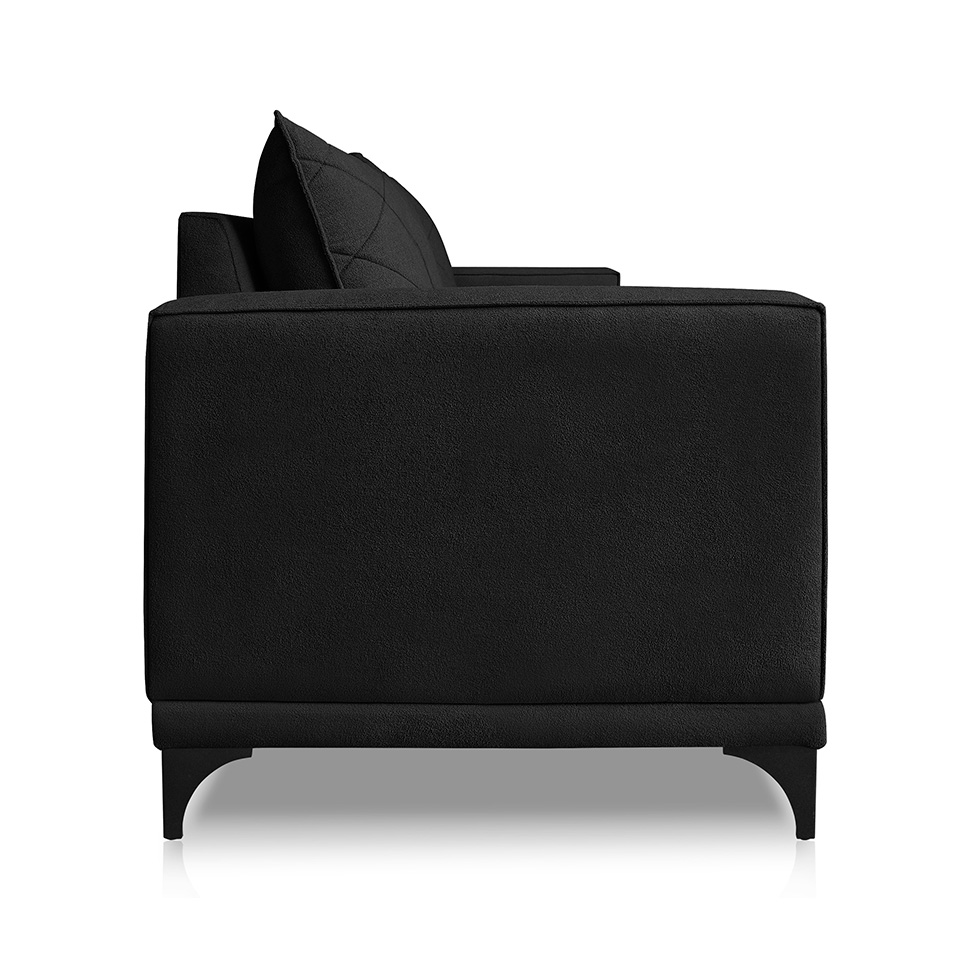 Sofá 3 Lugares Eros Linho Bouclê Preto 220 cm