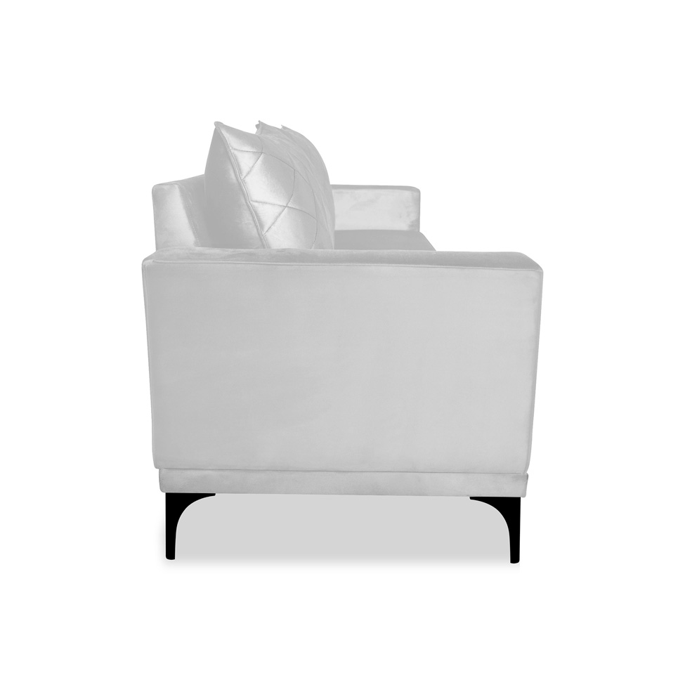 Sofá 3 Lugares Eros Veludo Prata 180 cm
