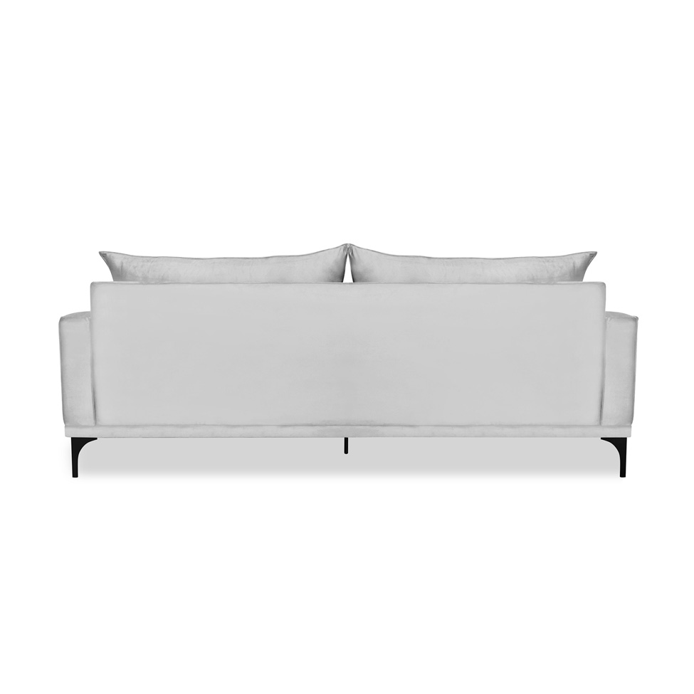 Sofá 3 Lugares Eros Veludo Prata 220 cm