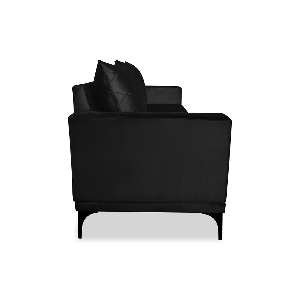 Sofá 3 Lugares Eros Veludo Preto 180 cm