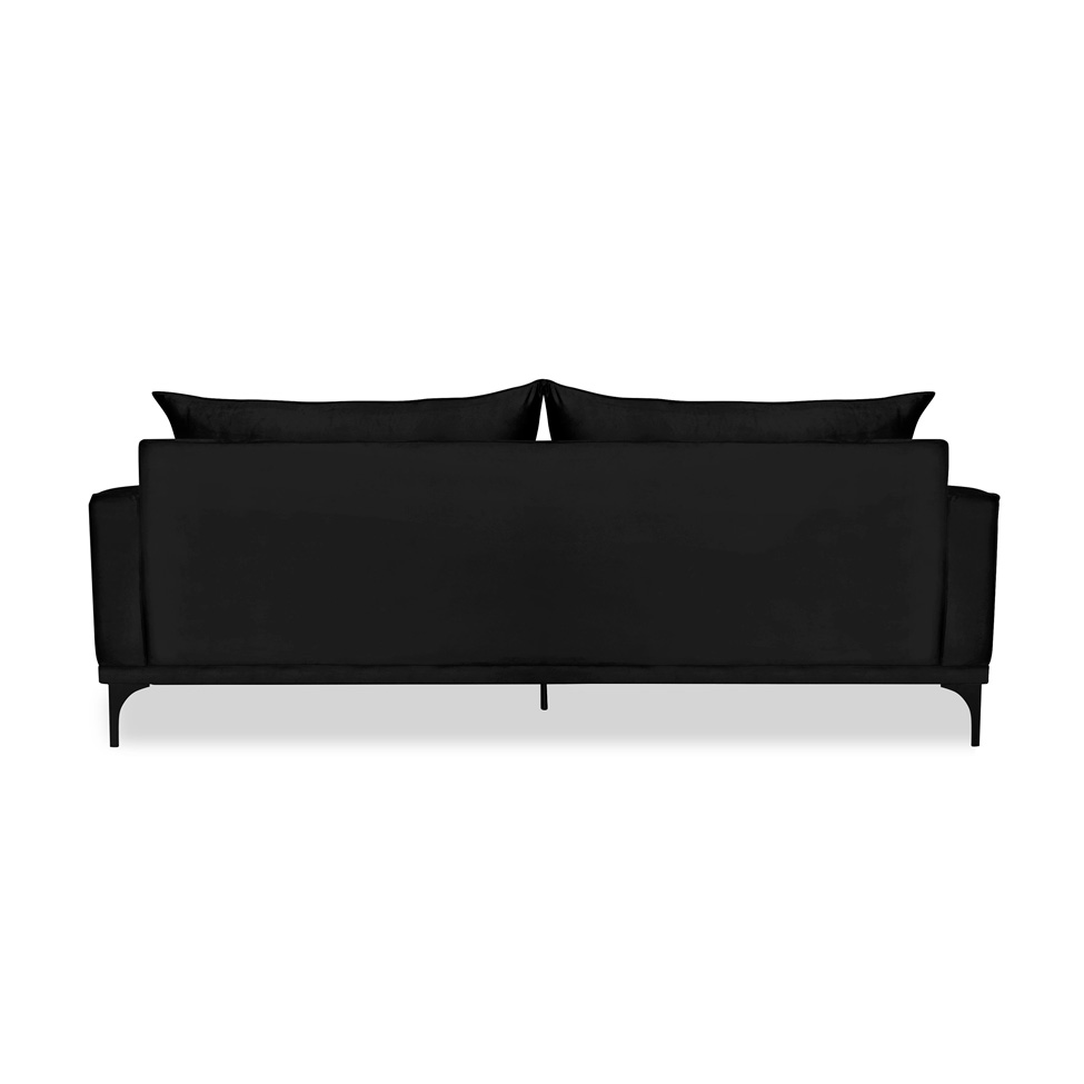 Sofá 3 Lugares Eros Veludo Preto 220 cm