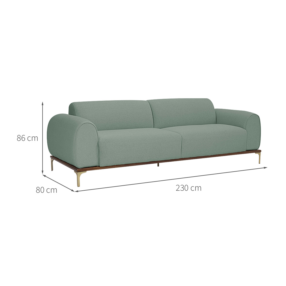 Sofá 3 Lugares Kiev Linho Verde Sálvia