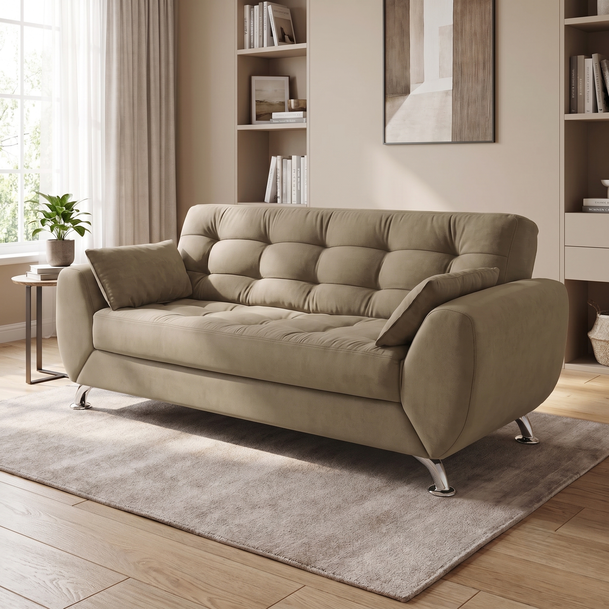 Sofá 3 Lugares Larissa II Suede Bege
