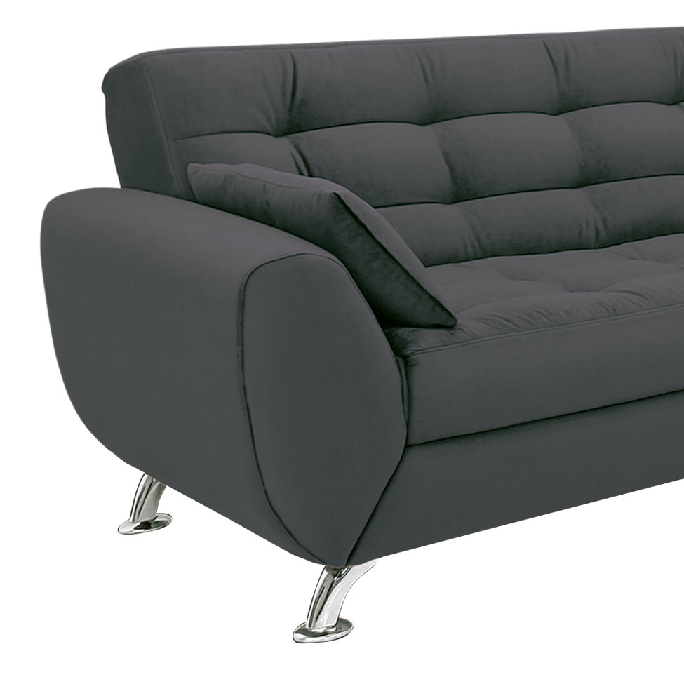 Sofá 3 Lugares Larissa Suede Cinza