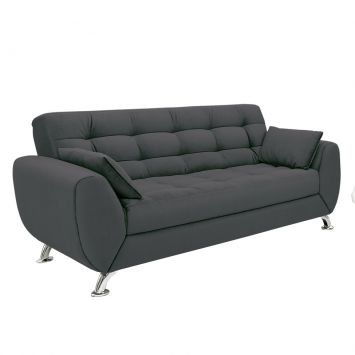 Sofá 3 Lugares Larissa Suede Cinza Menor preço em Sofá 3 Lugares Larissa Suede Cinza