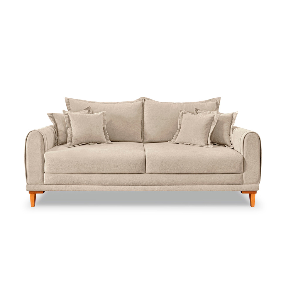 Sofá 3 Lugares Lisboa Bouclé Bege 180 cm