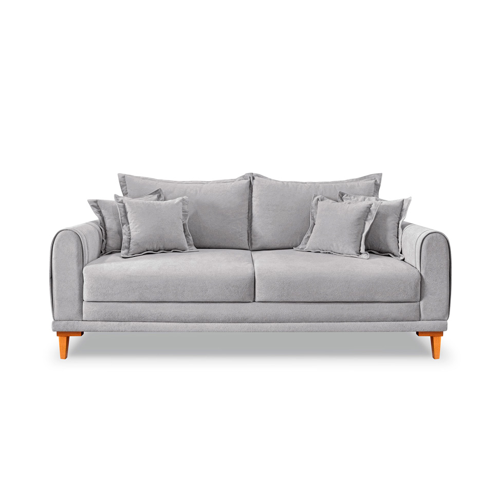 Sofá 3 Lugares Lisboa Bouclé Cinza 180 cm