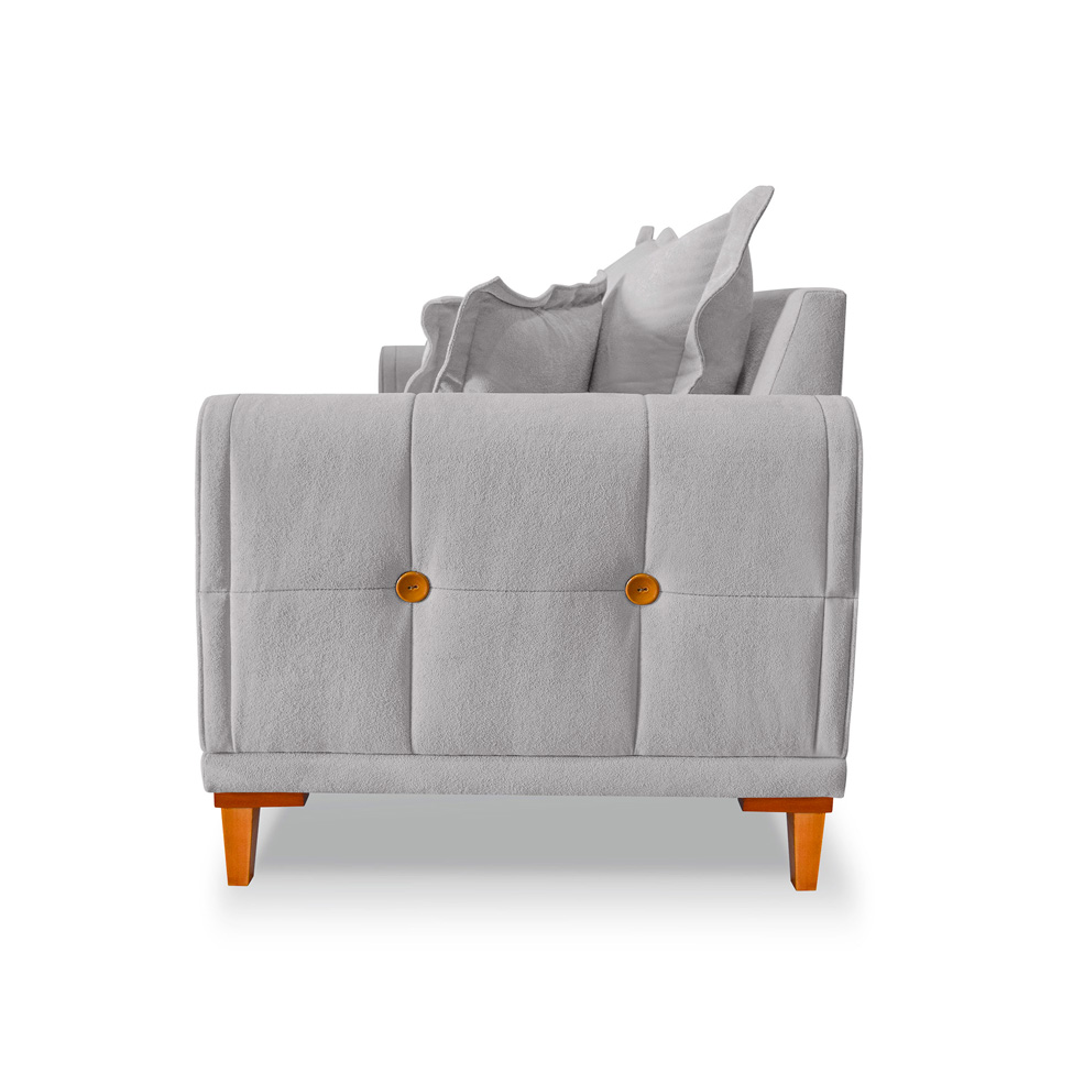 Sofá 3 Lugares Lisboa Bouclé Cinza 180 cm