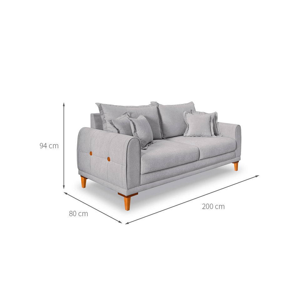 Sofá 3 Lugares Lisboa Bouclé Cinza 200 cm