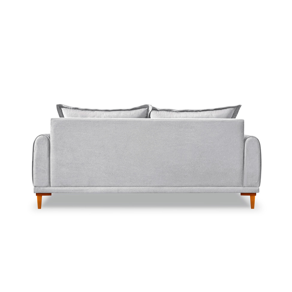 Sofá 3 Lugares Lisboa Bouclé Cinza 200 cm