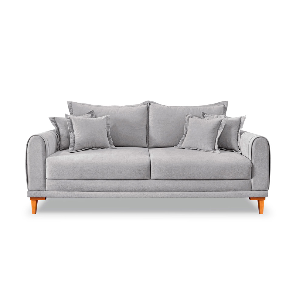 Sofá 3 Lugares Lisboa Bouclé Cinza 200 cm