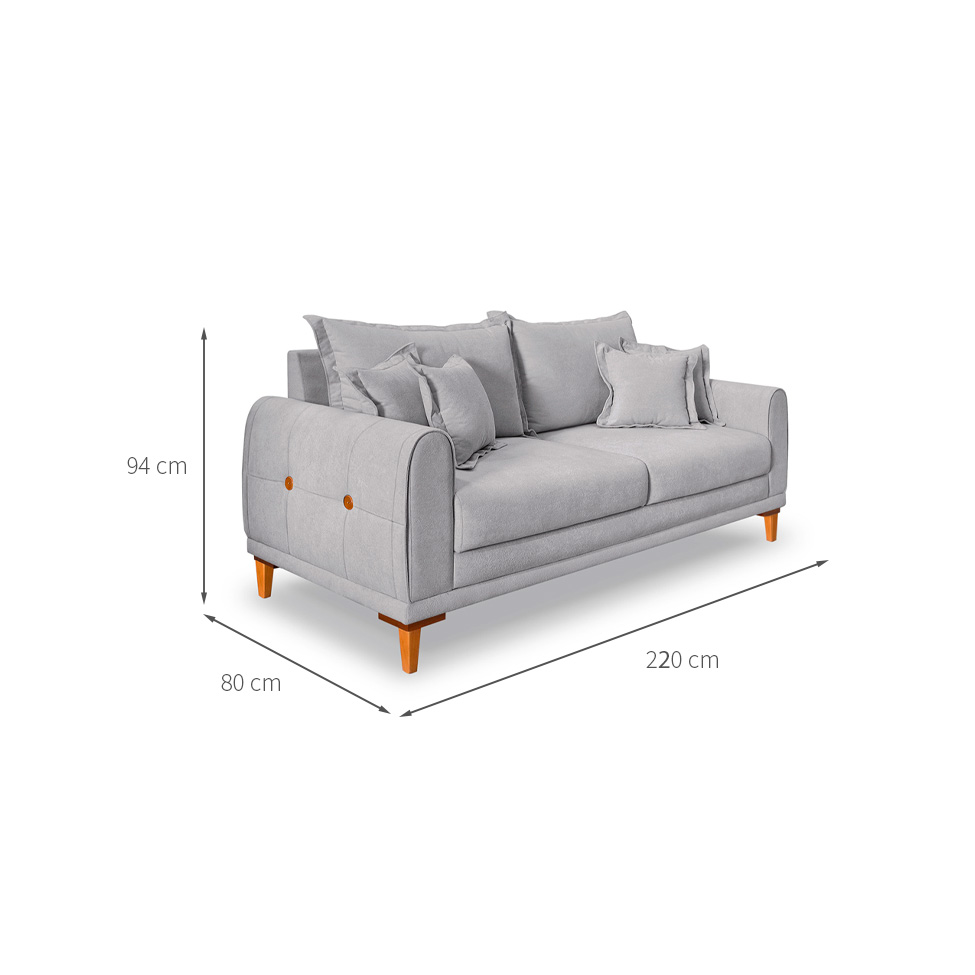 Sofá 3 Lugares Lisboa Bouclé Cinza 220 cm
