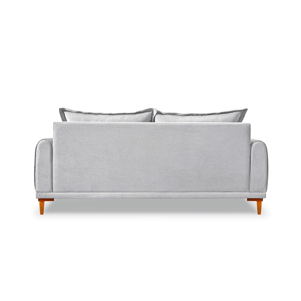 Sofá 3 Lugares Lisboa Bouclé Cinza 220 cm