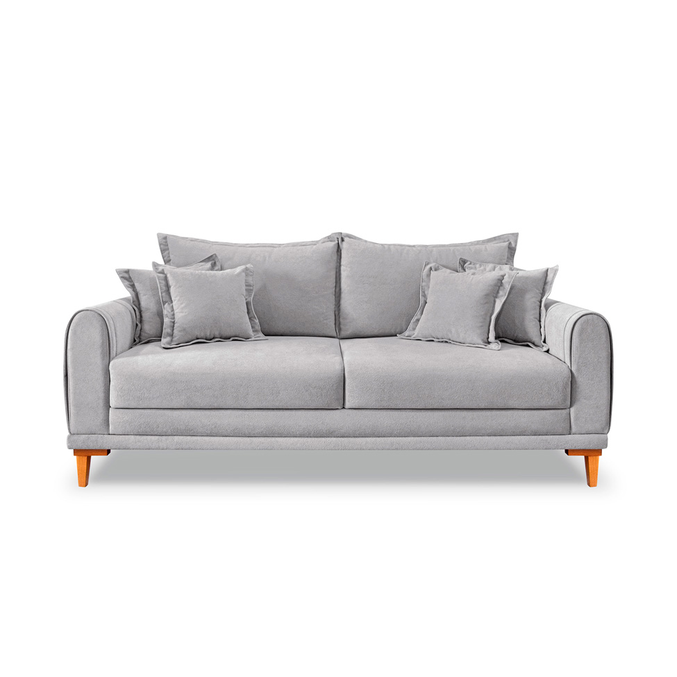 Sofá 3 Lugares Lisboa Bouclé Cinza 220 cm