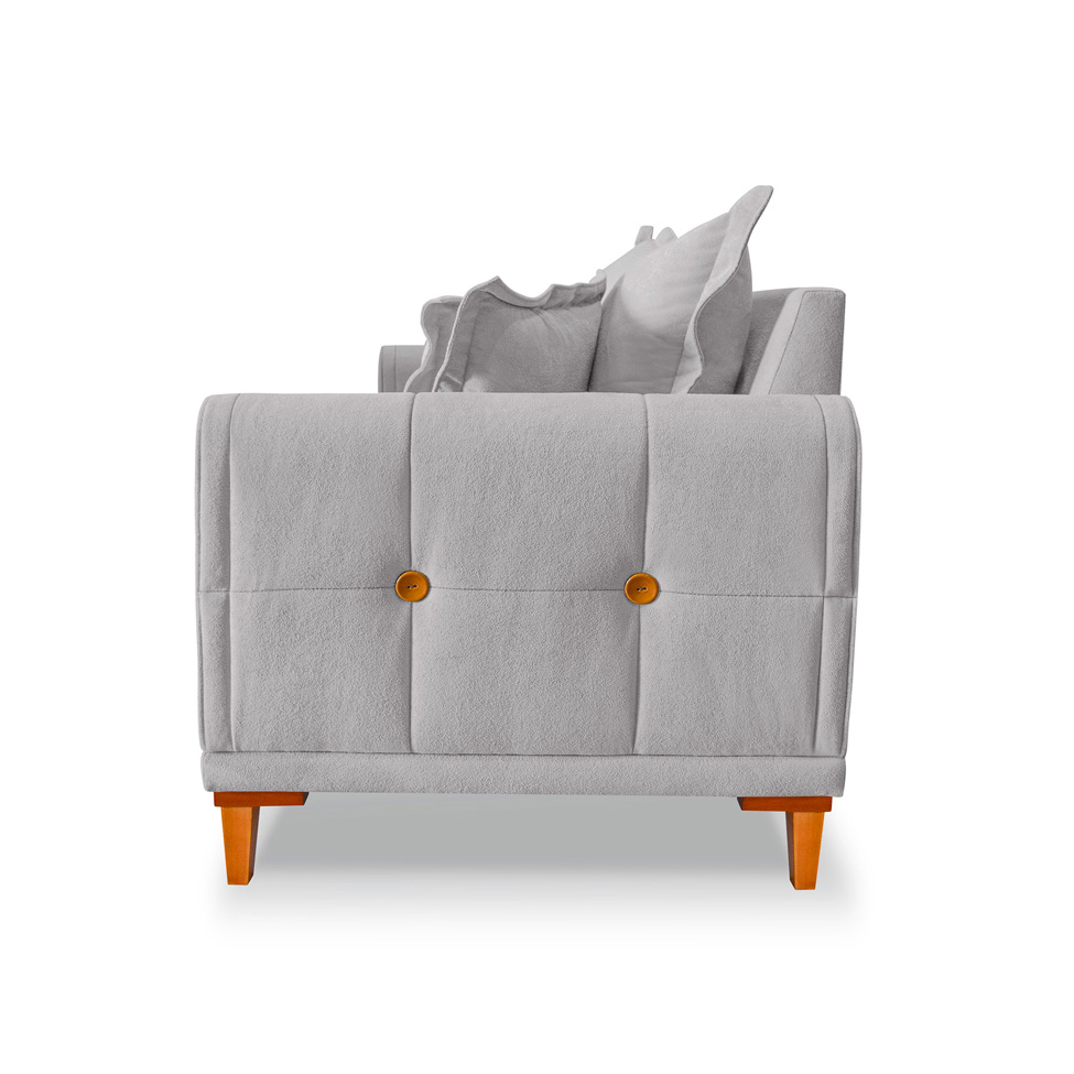 Sofá 3 Lugares Lisboa Bouclé Cinza 220 cm