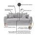 Sofá 3 Lugares Lisboa Bouclé Cinza 220 cm