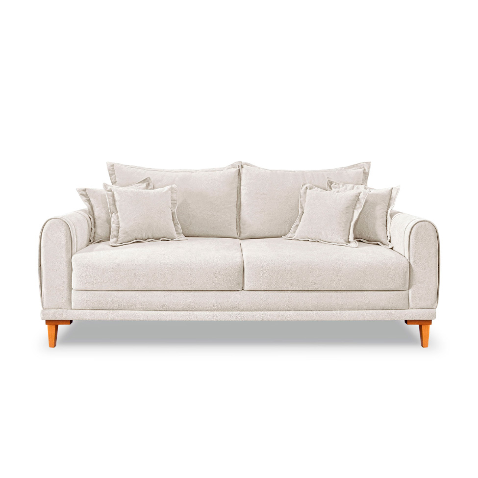 Sofá 3 Lugares Lisboa Bouclé Off White 200 cm