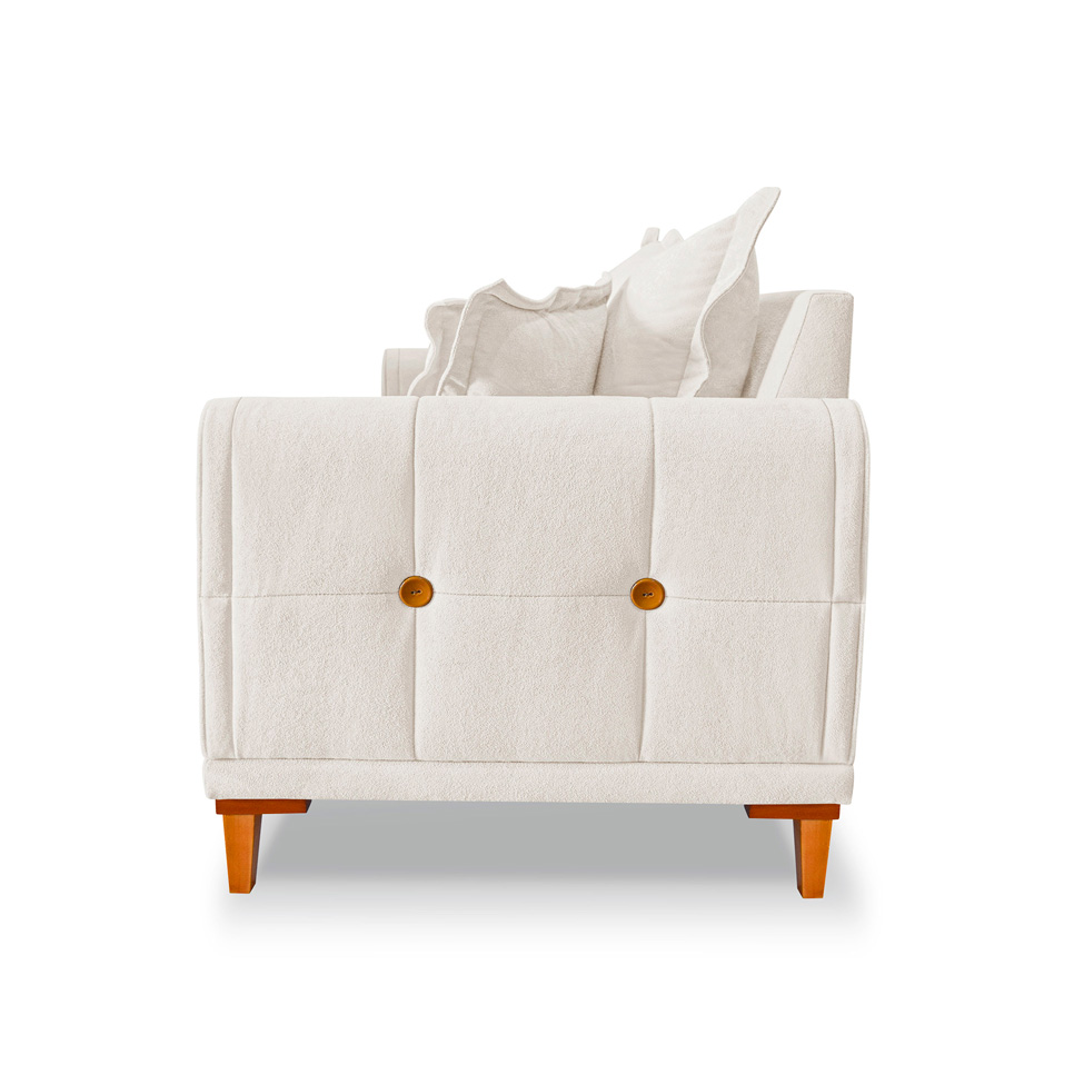 Sofá 3 Lugares Lisboa Bouclé Off White 200 cm