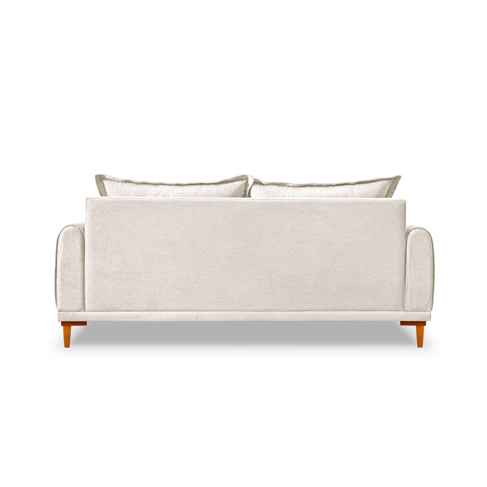 Sofá 3 Lugares Lisboa Bouclé Off White 220 cm