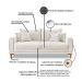 Sofá 3 Lugares Lisboa Bouclé Off White 220 cm