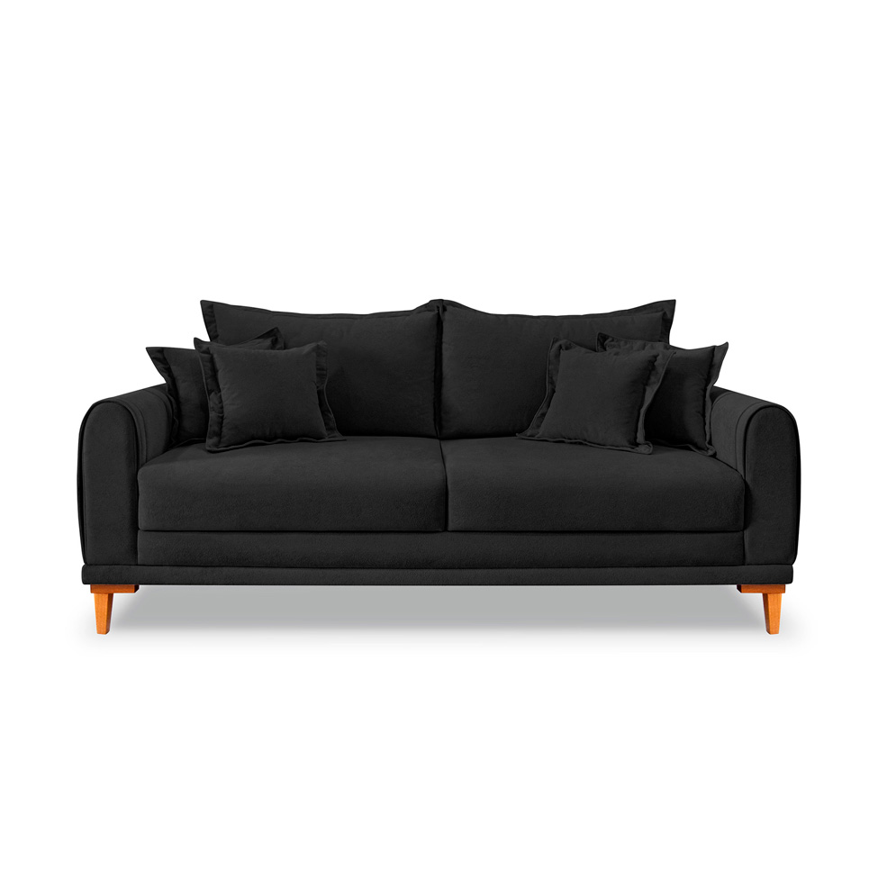 Sofá 3 Lugares Lisboa Bouclé Preto 180 cm