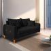 Sofá 3 Lugares Lisboa Bouclé Preto 200 cm