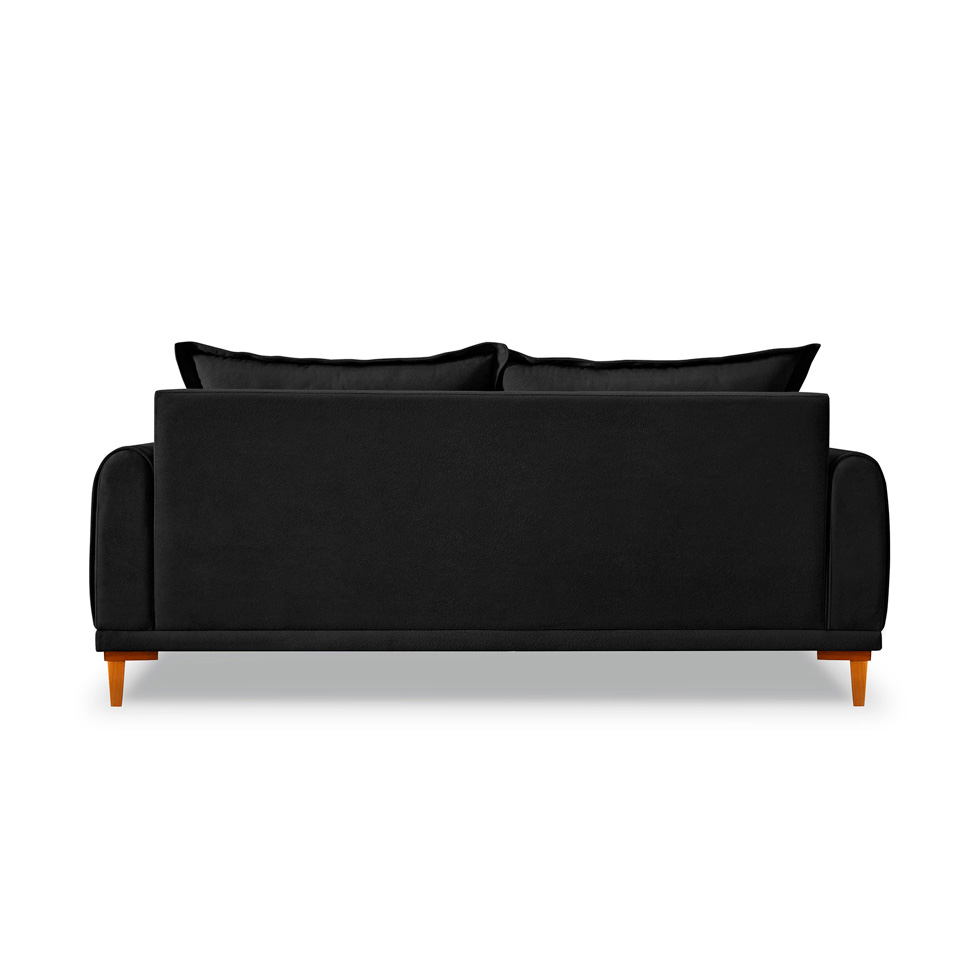Sofá 3 Lugares Lisboa Bouclé Preto 200 cm
