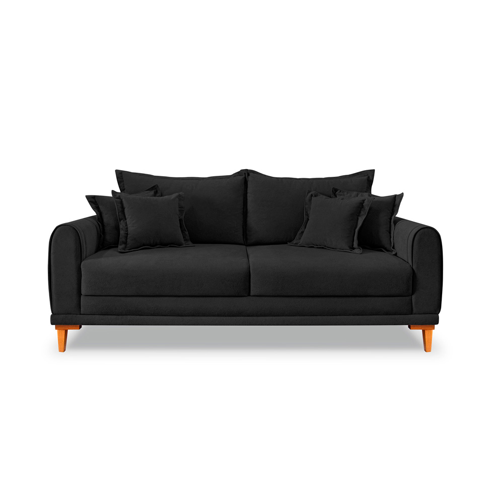 Sofá 3 Lugares Lisboa Bouclé Preto 200 cm