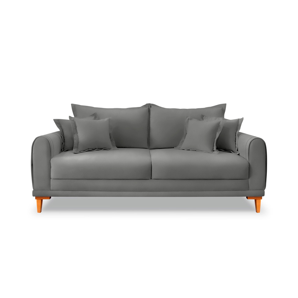 Sofá 3 Lugares Lisboa Veludo Cinza Chumbo 180 cm