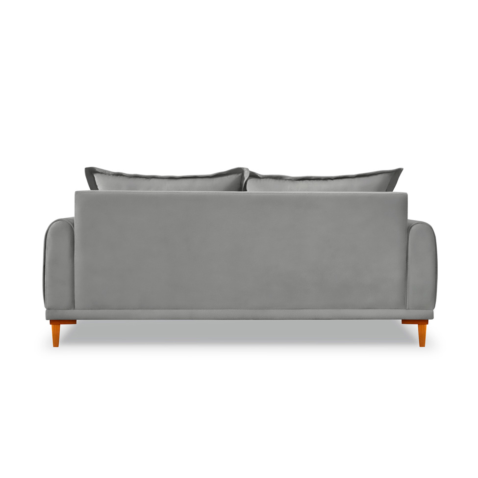 Sofá 3 Lugares Lisboa Veludo Cinza Chumbo 220 cm
