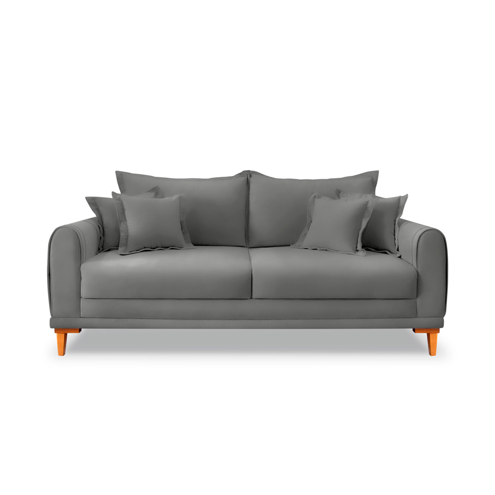 Sofá 3 Lugares Lisboa Veludo Cinza Chumbo 220 cm