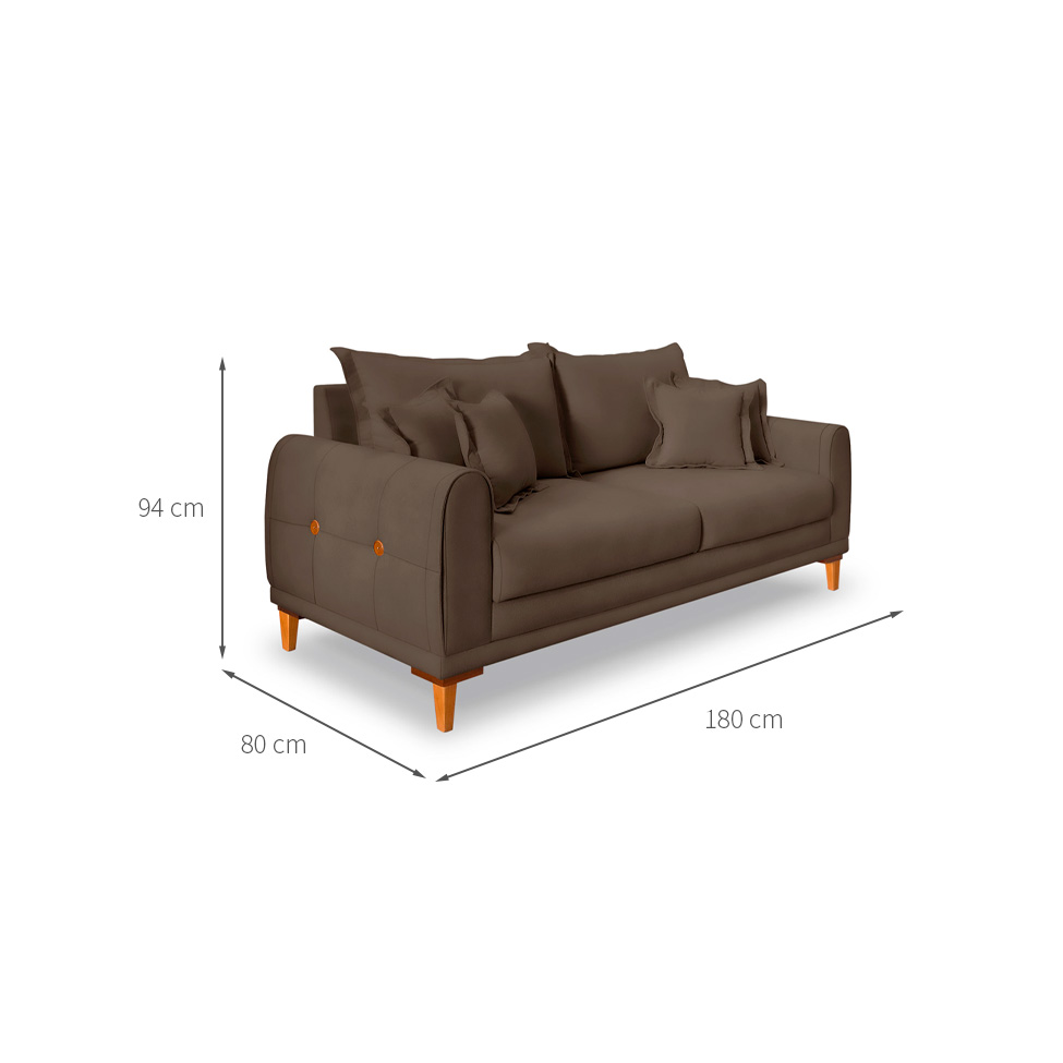 Sofá 3 Lugares Lisboa Veludo Marrom 180 cm