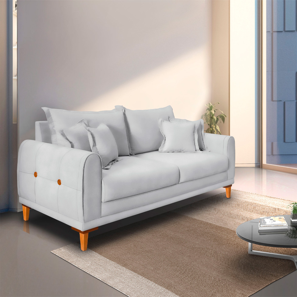 Sofá 3 Lugares Lisboa Veludo Prata 180 cm