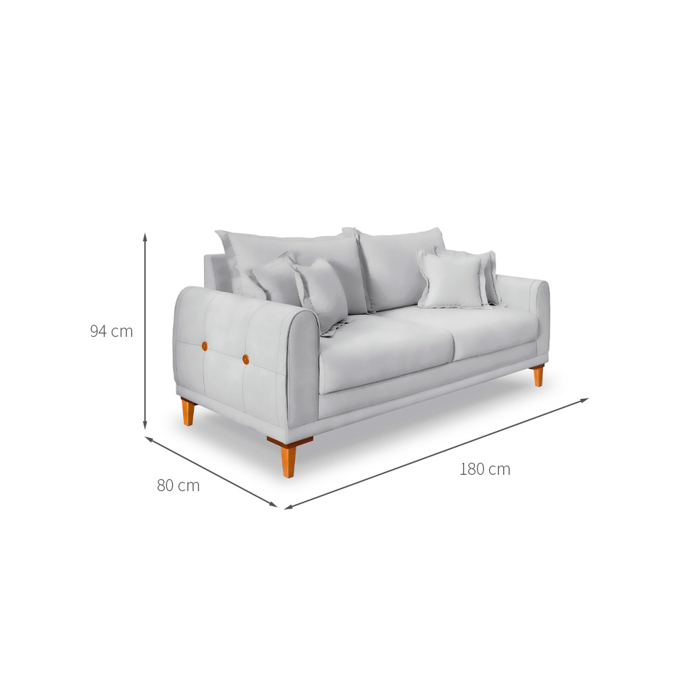 Sofá 3 Lugares Lisboa Veludo Prata 180 cm