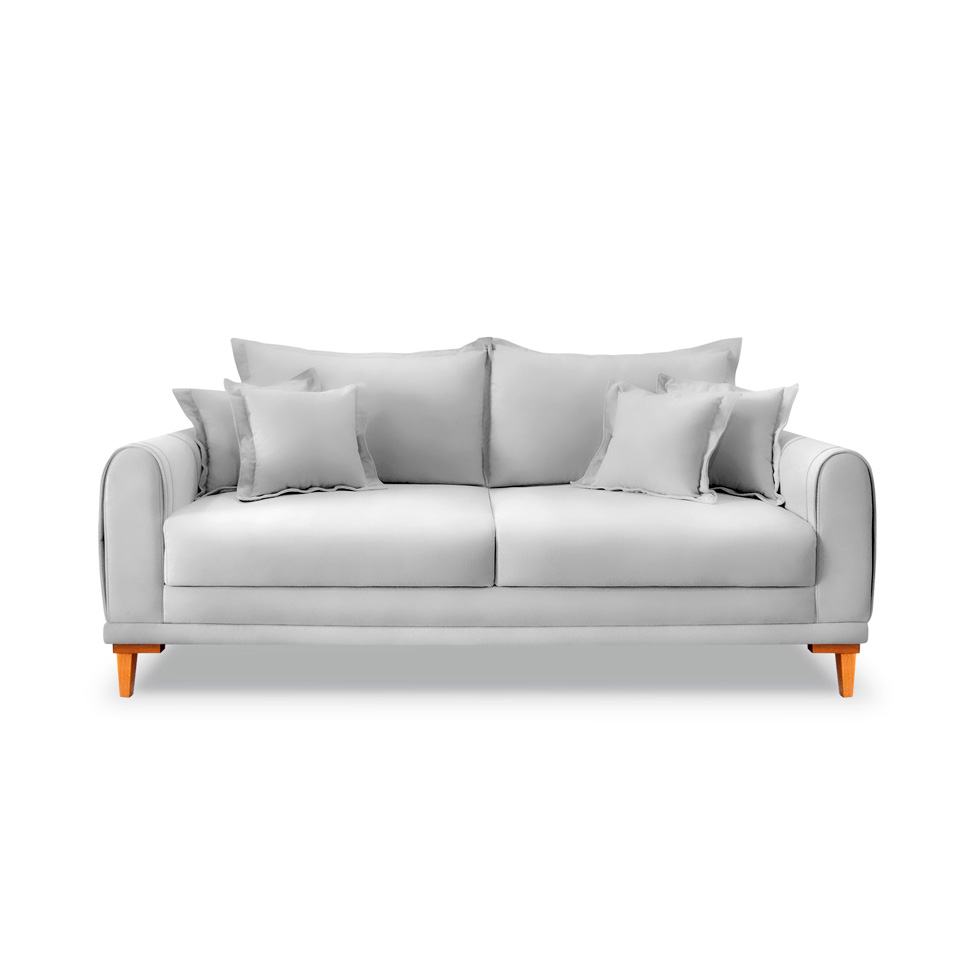 Sofá 3 Lugares Lisboa Veludo Prata 180 cm