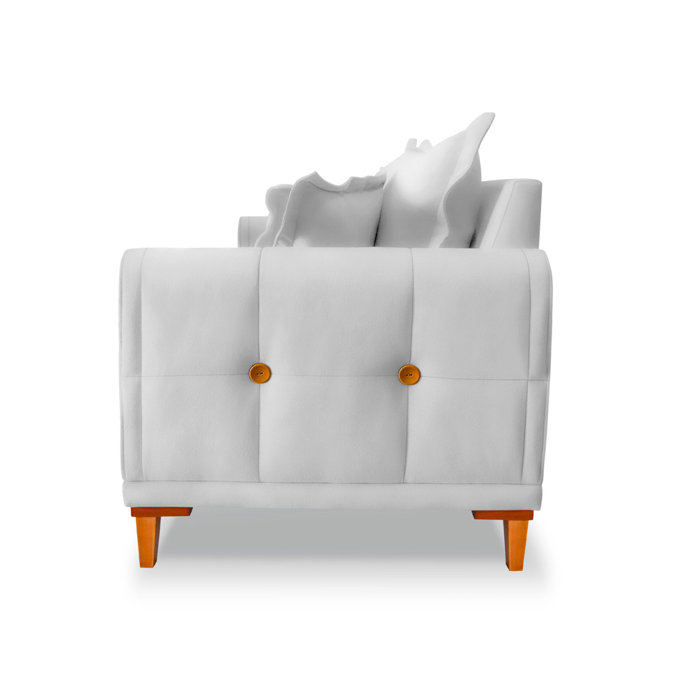 Sofá 3 Lugares Lisboa Veludo Prata 180 cm
