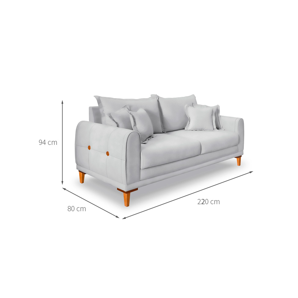 Sofá 3 Lugares Lisboa Veludo Prata 220 cm