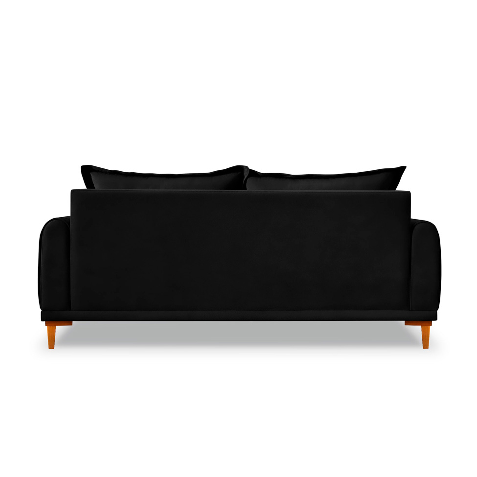 Sofá 3 Lugares Lisboa Veludo Preto 180 cm