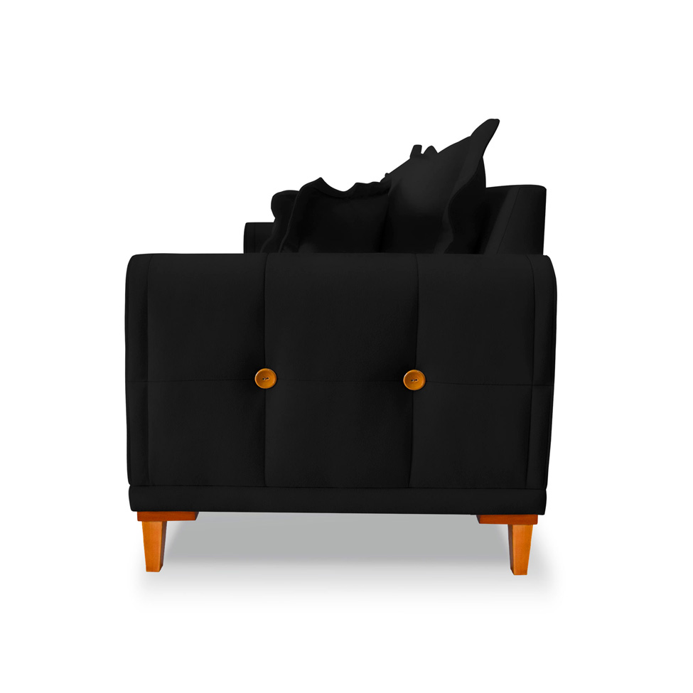 Sofá 3 Lugares Lisboa Veludo Preto 180 cm