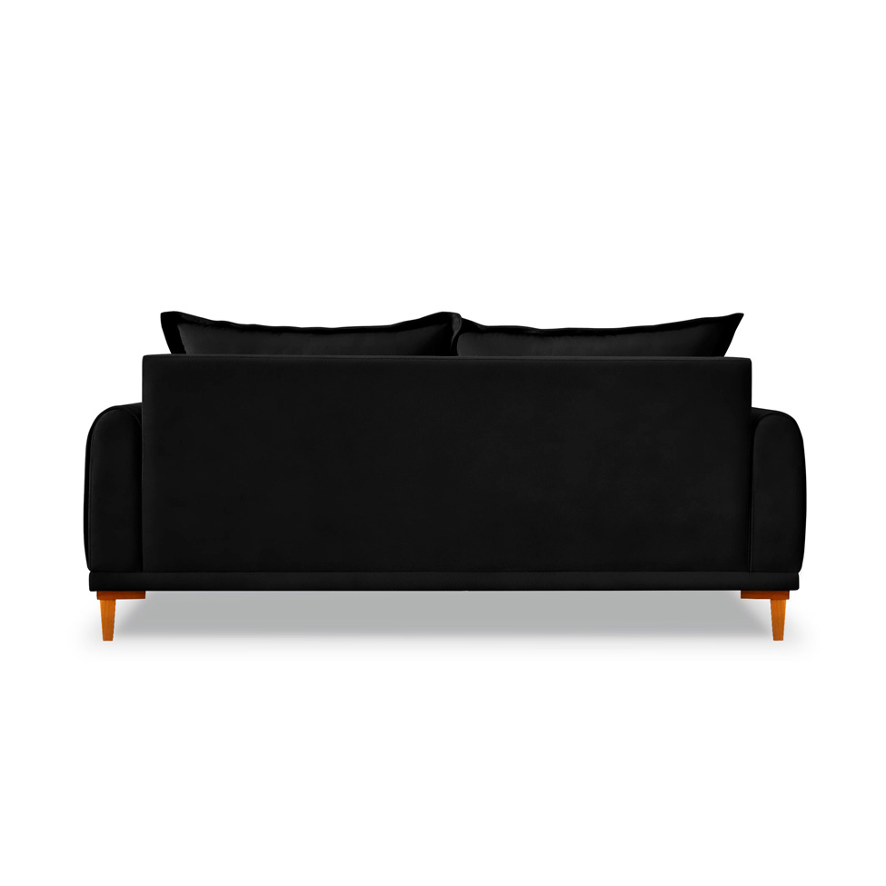 Sofá 3 Lugares Lisboa Veludo Preto 220 cm