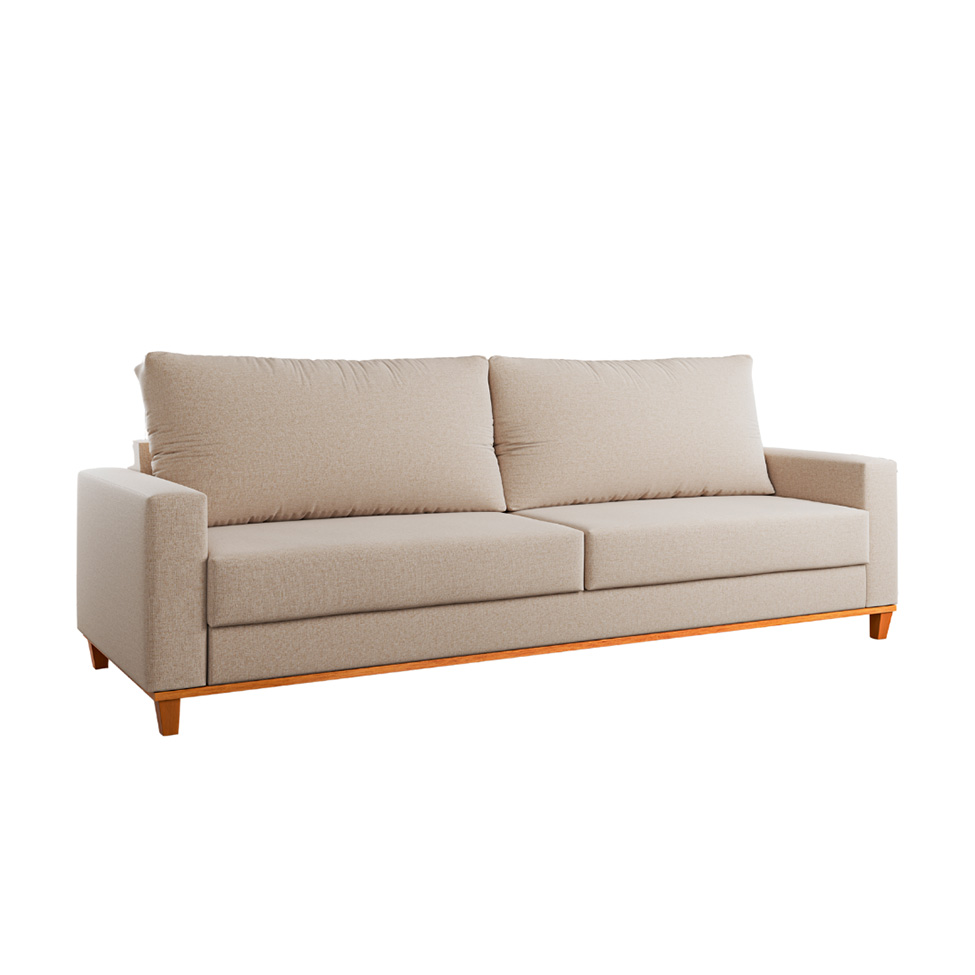 Sofá 3 Lugares Living New York Linho Bege