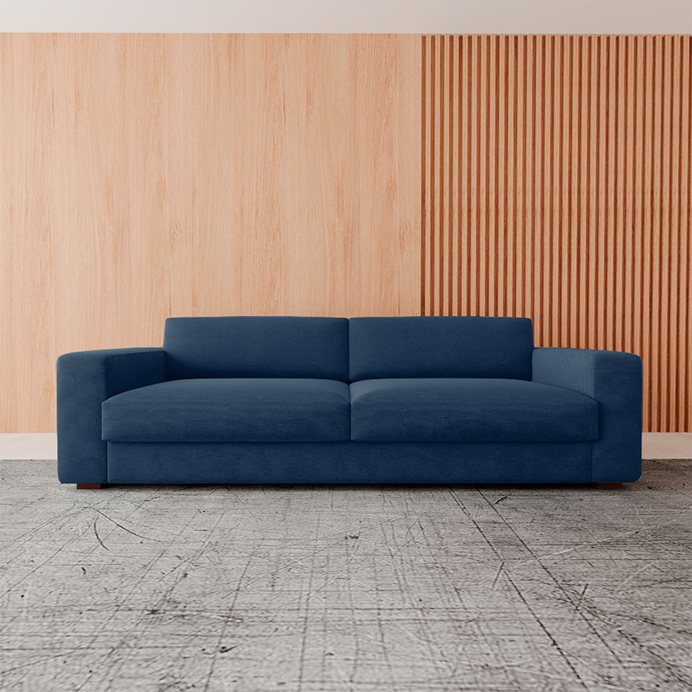 Sofá 3 Lugares Luigi Linho Azul 180 cm