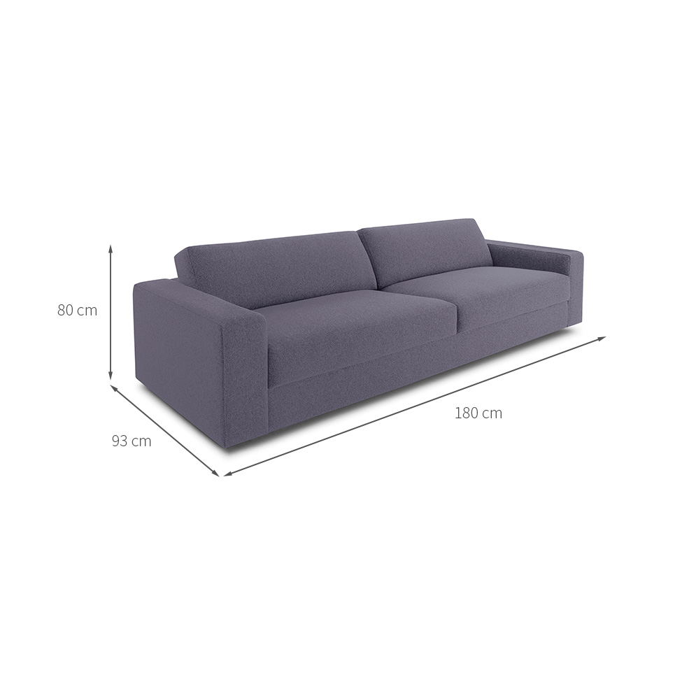 Sofá 3 Lugares Luigi Linho Cinza 180 cm