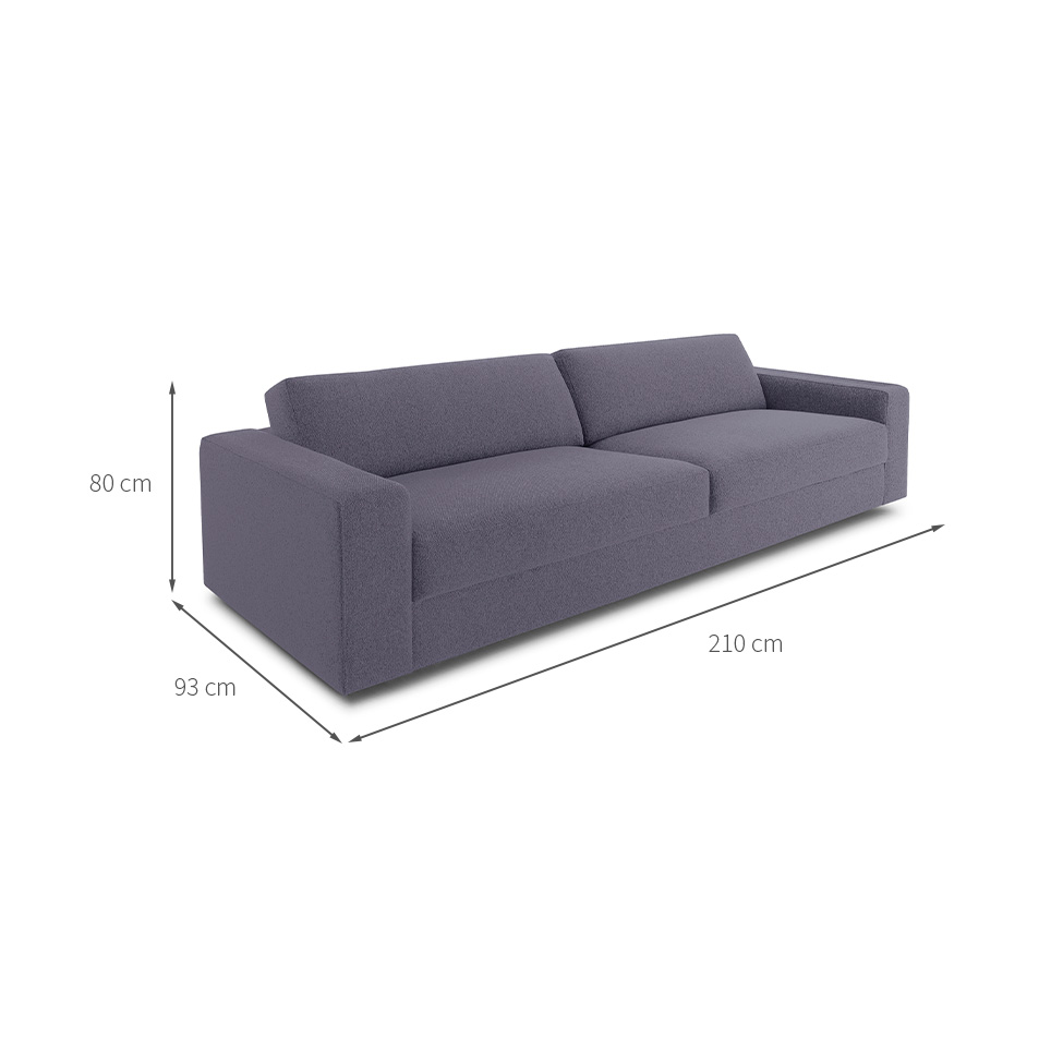 Sofá 3 Lugares Luigi Linho Cinza 210 cm