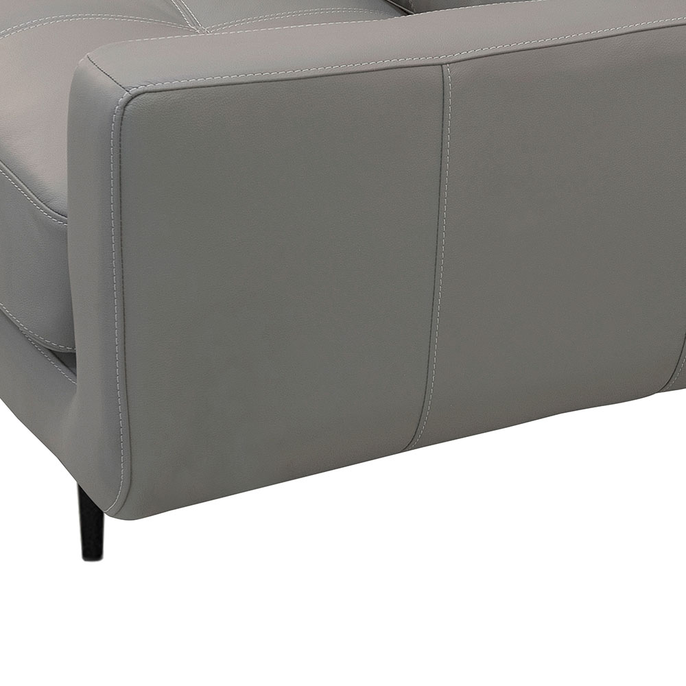 Sofá 3 Lugares Marselle Molas Ensacadas Couro Cinza 210 cm