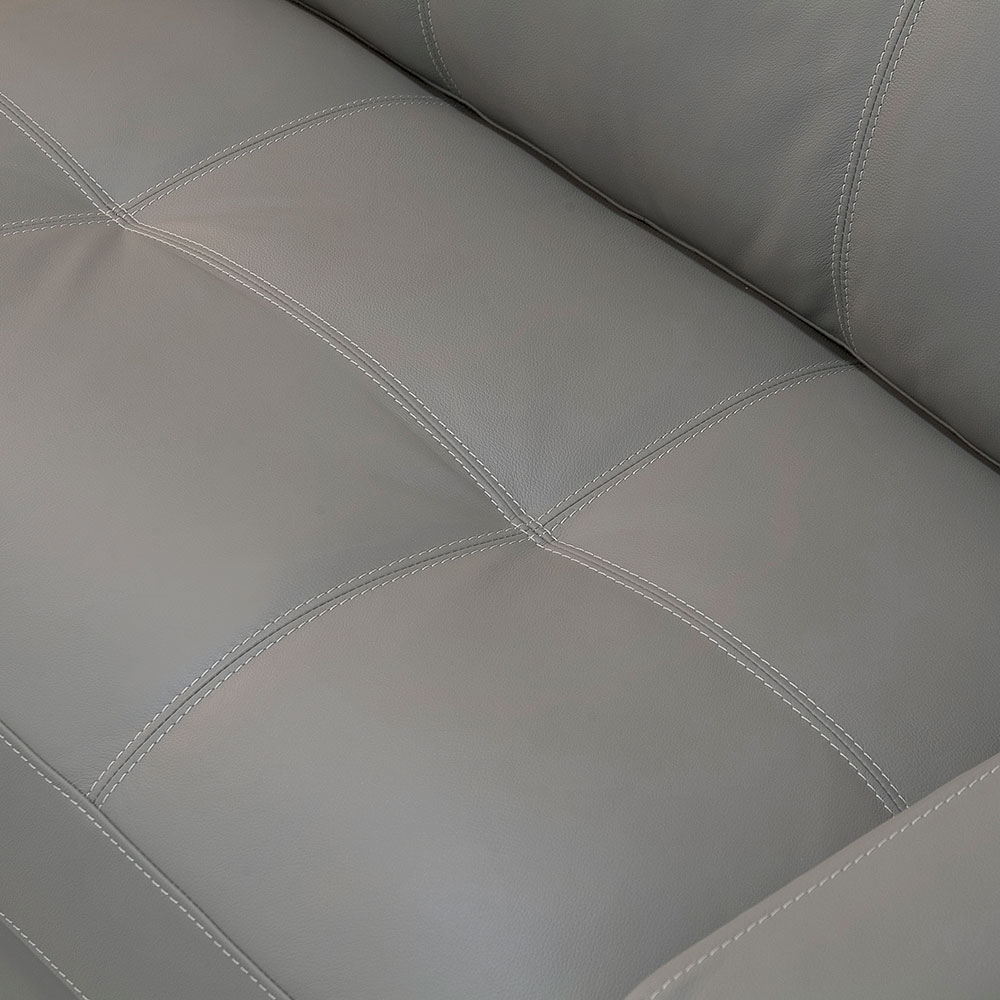Sofá 3 Lugares Marselle Molas Ensacadas Couro Cinza 240 cm