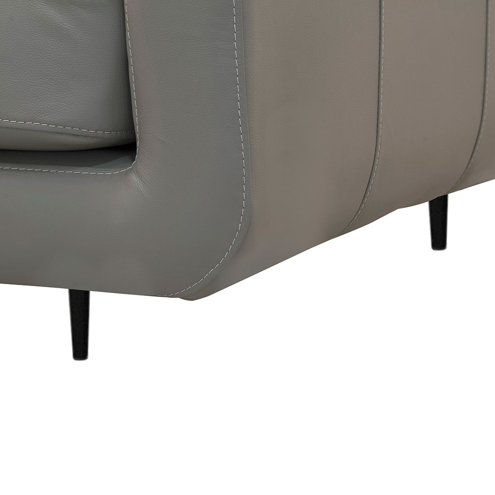 Sofá 3 Lugares Marselle Molas Ensacadas Couro Cinza 240 cm